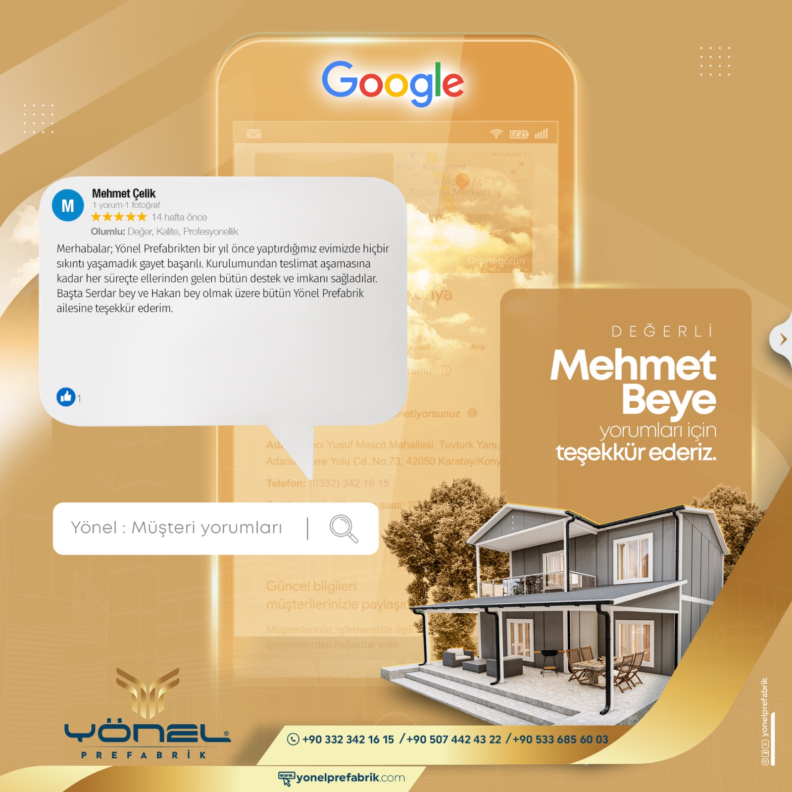 Mehmet ÇELİK müşteri yorumu